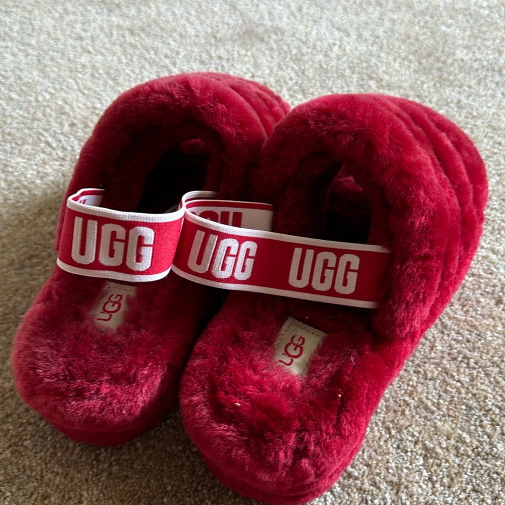 UGG Red Fluffy Slippers